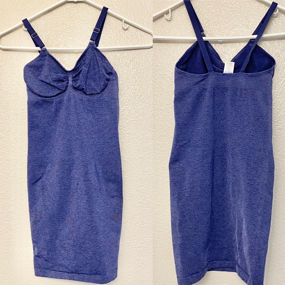 Vanity Fair 65-015 seamless blue shaping slip dress Cami tank -S